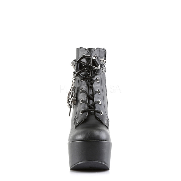 Platform Lace Up Pentagram Wedge Ankle Boots - Picture 2 of 5